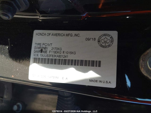 19UUB3F83KA801241 Acura TLX