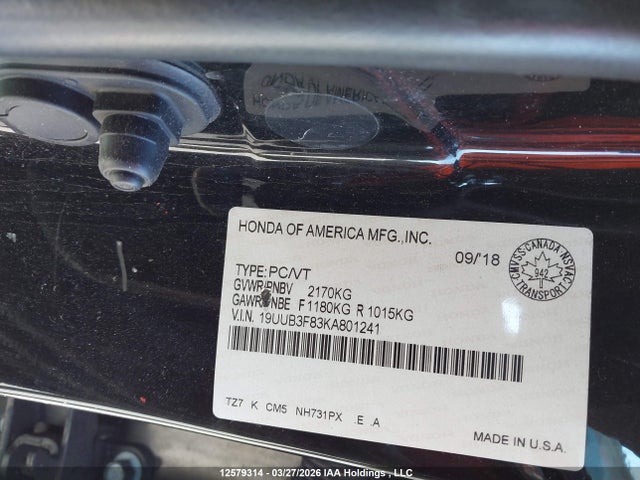 19UUB3F83KA801241 Acura TLX