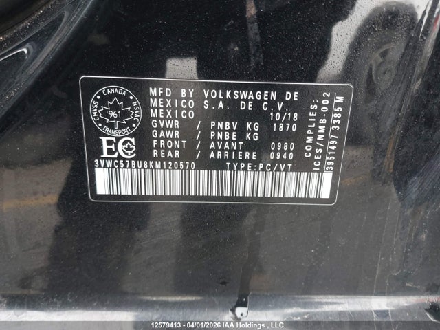 3VWC57BU8KM120570 Volkswagen Jetta