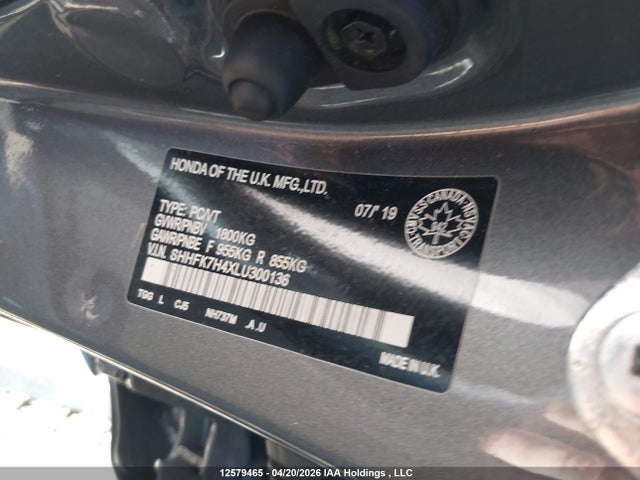 SHHFK7H4XLU300136 Honda Civic Sport