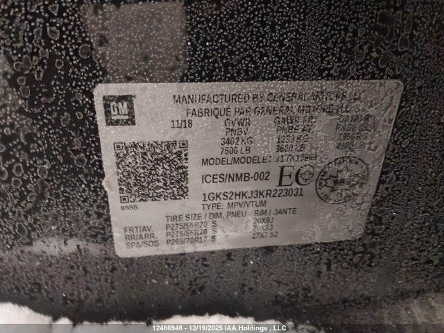1GKS2HKJ3KR223031 GMC Yukon Xl Denali Denali