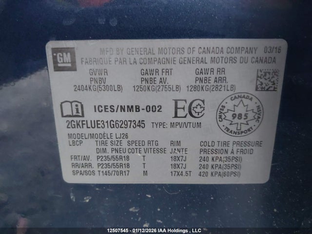 2GKFLUE31G6297345 GMC Terrain Slt