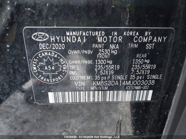 KM8S3DA14MU003038 Hyundai Santa Fe Hybrid Preferred