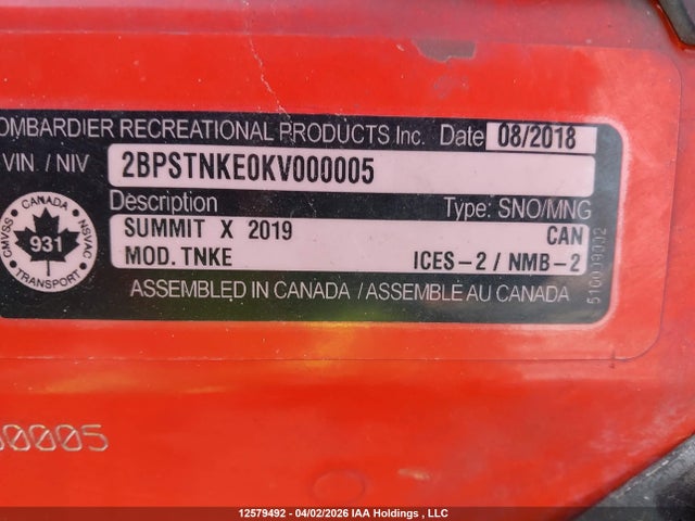 Продаж на аукціоні авто 2019 Bombardier , vin: 2BPSTNKE0KV000005, номер лоту: 12579492