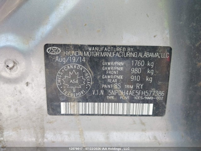 Hyundai ELANTRA GL 2015 5NPDH4AE5FH577386 Image 16