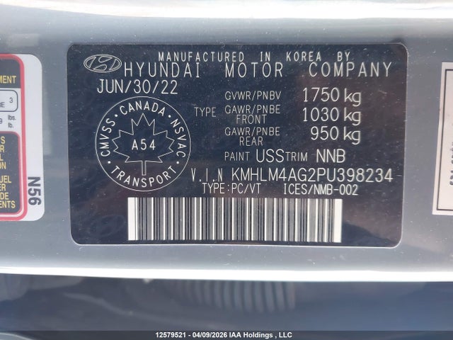 KMHLM4AG2PU398234 Hyundai Elantra Preferred Ivt
