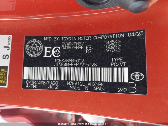 JTNK4MBE6P3205128 Toyota Corolla