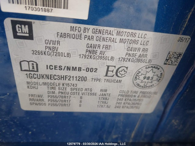 1GCUKNEC3HF211200 Chevrolet Silverado K1500/k1500 Ls