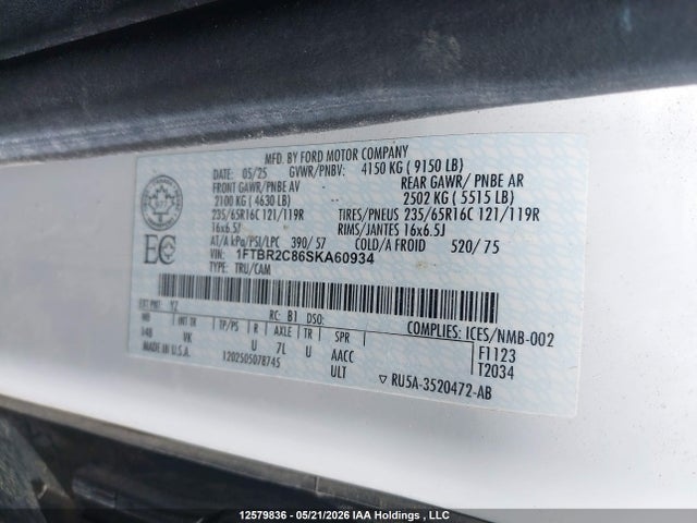 Ford Transit T-250 2025 1FTBR2C86SKA60934 Image 9