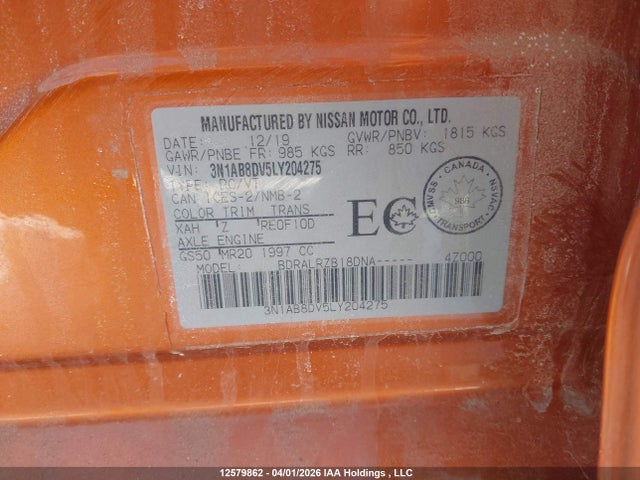 Nissan SENTRA SR 2020 3N1AB8DV5LY204275 Image 9