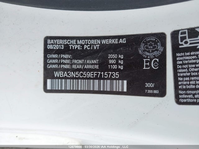 12579900 :رقم المزاد ، WBA3N5C59EF715735 vin ، 2014 Bmw 428 Xi مزاد بيع