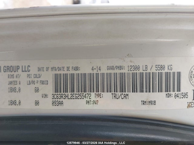 Продажа на аукционе авто 2014 Ram 3500 Slt, vin: 3C63R3HL2EG255472, номер лота: 12579946