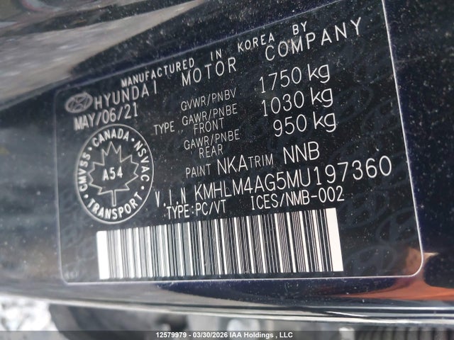 KMHLM4AG5MU197360 Hyundai ELANTRA SEL