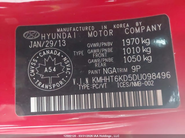 Продажа на аукционе авто 2013 Hyundai Genesis Coupe 2.0t, vin: KMHHT6KD5DU098496, номер лота: 12580120