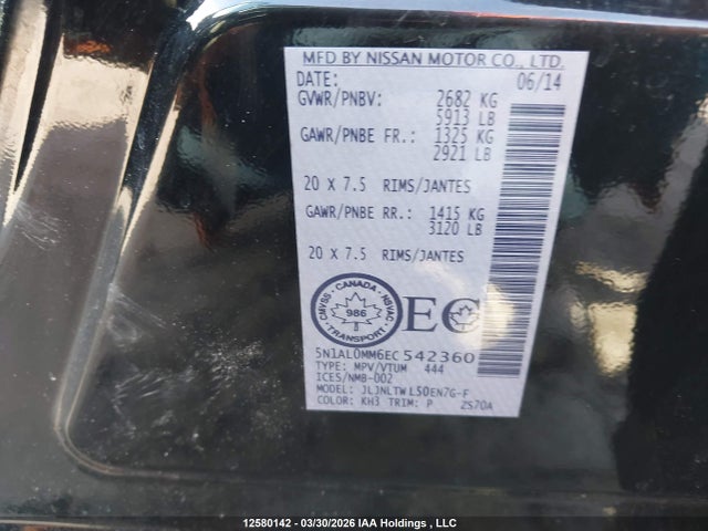 5N1AL0MM6EC542360 Infiniti QX60