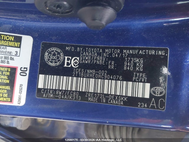 Toyota COROLLA SE 2017 2T1BURHE0HC904076 Image 9