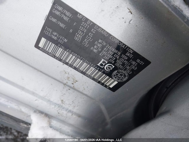 Subaru Ascent Touring 2022 4S4WMAFD3N3404815 Image 9