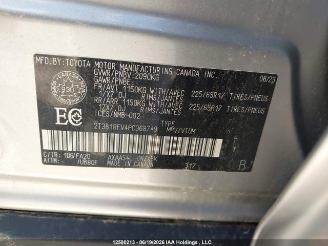 2023 Toyota Rav4 Le მანქანა იყიდება აუქციონზე, vin: 2T3B1RFV4PC368749, აუქციონის ნომერი: 12580213