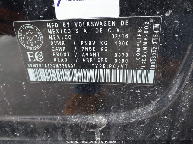 3VW267AJ2GM335501 Volkswagen JETTA S