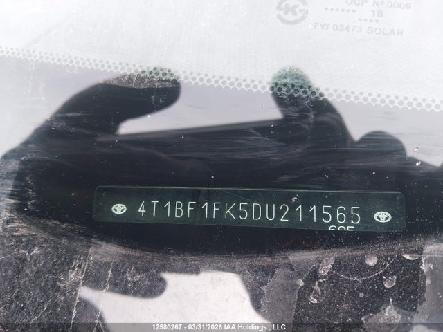 12580267 :رقم المزاد ، 4T1BF1FK5DU211565 vin ، 2013 Toyota Camry Se مزاد بيع