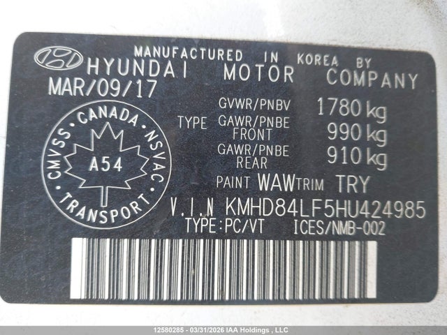 Продажа на аукционе авто 2017 Hyundai Elantra Se/value/limited, vin: KMHD84LF5HU424985, номер лота: 12580285