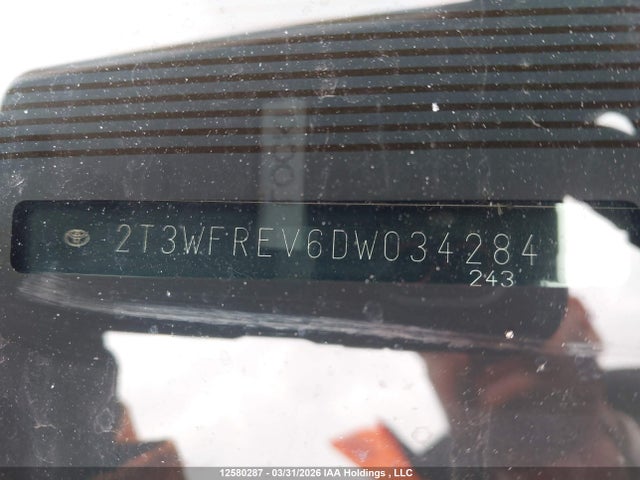 2013 Toyota Rav4 Xle მანქანა იყიდება აუქციონზე, vin: 2T3WFREV6DW034284, აუქციონის ნომერი: 12580287