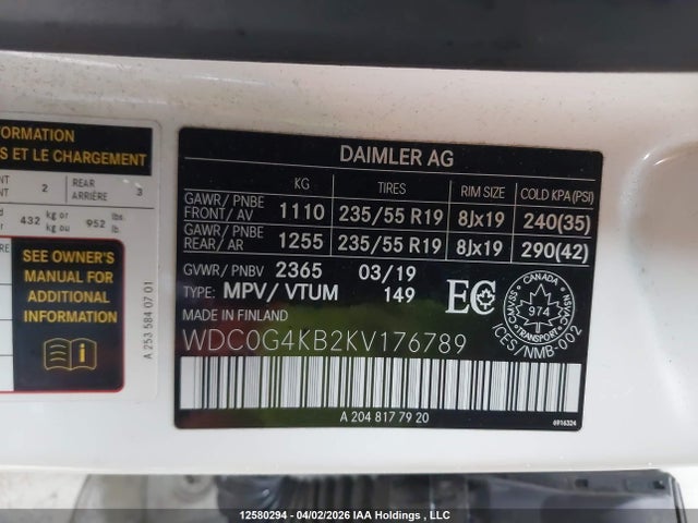 WDC0G4KB2KV176789 Mercedes-Benz Glc 300 4matic