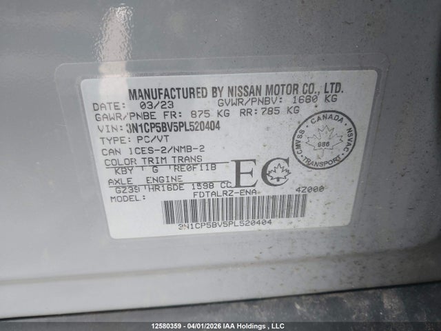 Продаж на аукціоні авто 2023 Nissan Kicks S, vin: 3N1CP5BV5PL520404, номер лоту: 12580359