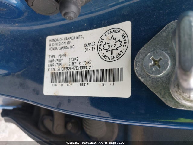 Продаж на аукціоні авто 2013 Honda Civic Lx, vin: 2HGFB2F47DH003121, номер лоту: 12580360