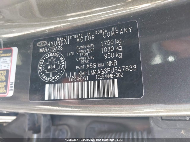 KMHLM4AG3PU547833 Hyundai ELANTRA SEL