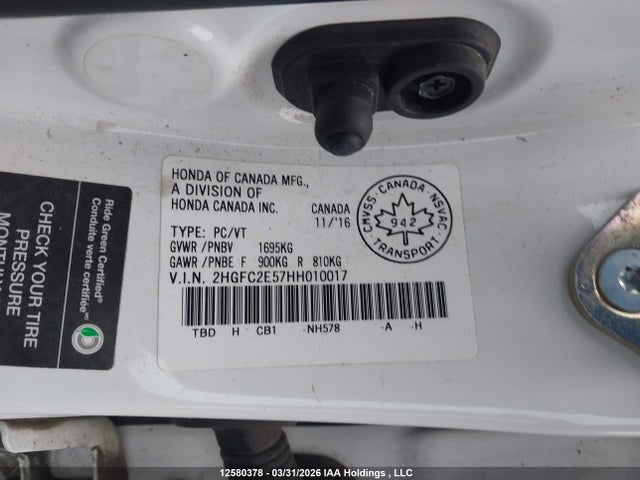 Aukcja sprzedaży 2017 Honda Civic Lx, vin: 2HGFC2E57HH010017, numer aukcji: 12580378