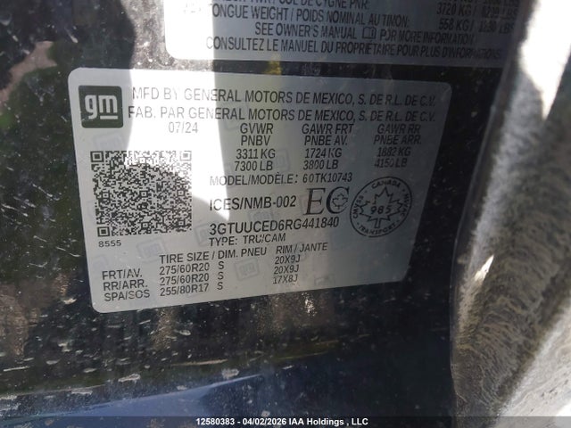 3GTUUCED6RG441840 GMC Sierra K1500 Elevation