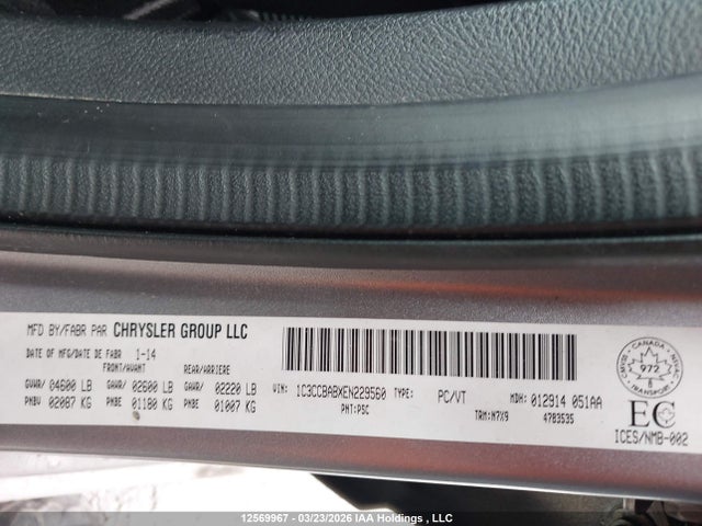 2014 Chrysler 200 Lx მანქანა იყიდება აუქციონზე, vin: 1C3CCBABXEN229560, აუქციონის ნომერი: 12569967
