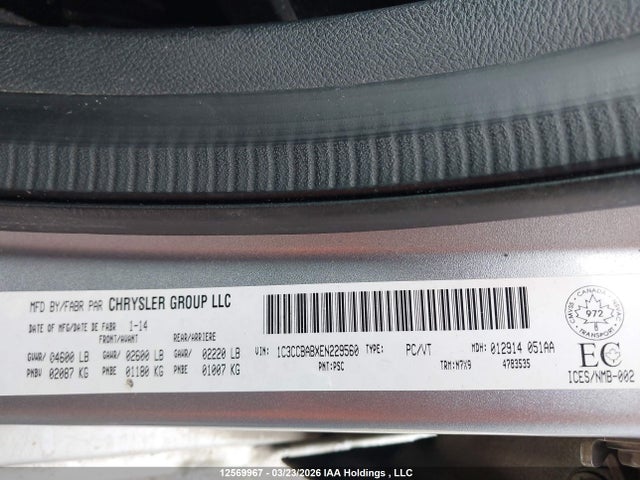 2014 Chrysler 200 Lx მანქანა იყიდება აუქციონზე, vin: 1C3CCBABXEN229560, აუქციონის ნომერი: 12569967