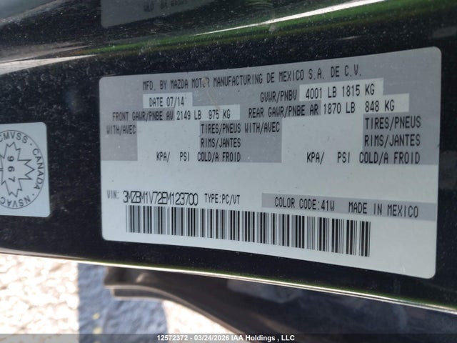 Aukcja sprzedaży 2014 Mazda Mazda3 Gs-sky, vin: 3MZBM1V72EM123700, numer aukcji: 12572372