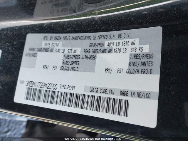 Aukcja sprzedaży 2014 Mazda Mazda3 Gs-sky, vin: 3MZBM1V72EM123700, numer aukcji: 12572372