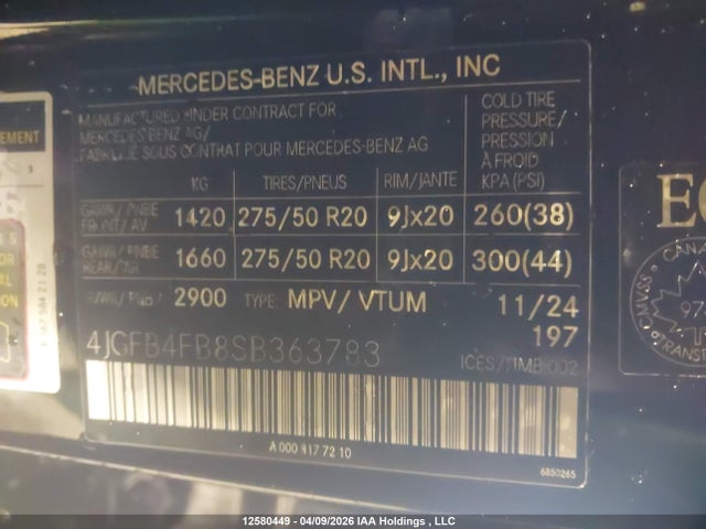 Продажа на аукционе авто 2025 Mercedes-benz Gle 350 4matic, vin: 4JGFB4FB8SB363783, номер лота: 12580449