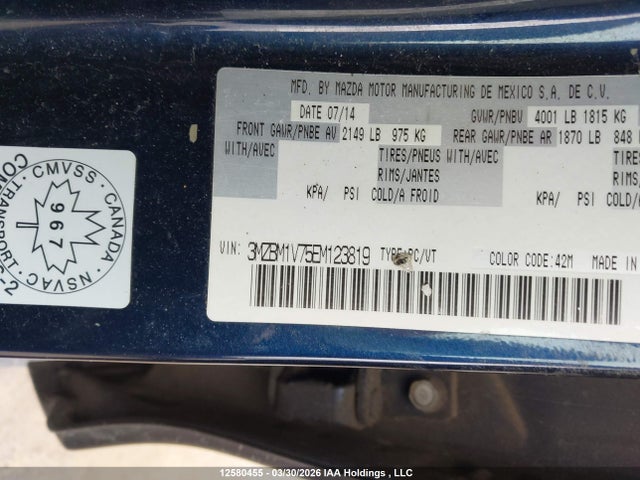 3MZBM1V75EM123819 Mazda Mazda3 Gs-sky