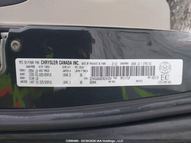 Aukcja sprzedaży 2012 Dodge Grand Caravan Se/sxt, vin: 2C4RDGBG8CR254354, numer aukcji: 12580460