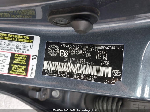 Aukcja sprzedaży 2015 Toyota Corolla, vin: 2T1BURHE5FC329437, numer aukcji: 12580470