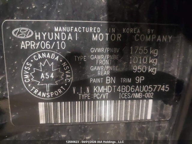 Продажа на аукционе авто 2010 Hyundai Elantra Gls, vin: KMHDT4BD6AU057745, номер лота: 12580623