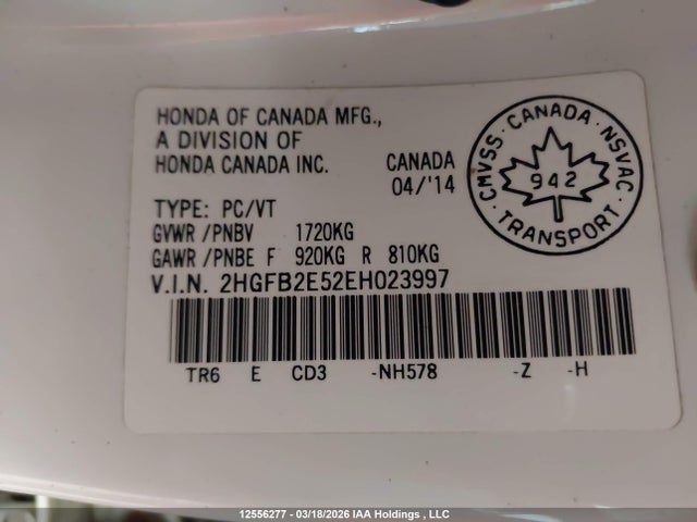 2HGFB2E52EH023997 Honda CIVIC EX