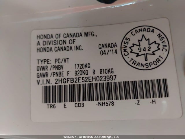 2HGFB2E52EH023997 Honda CIVIC EX