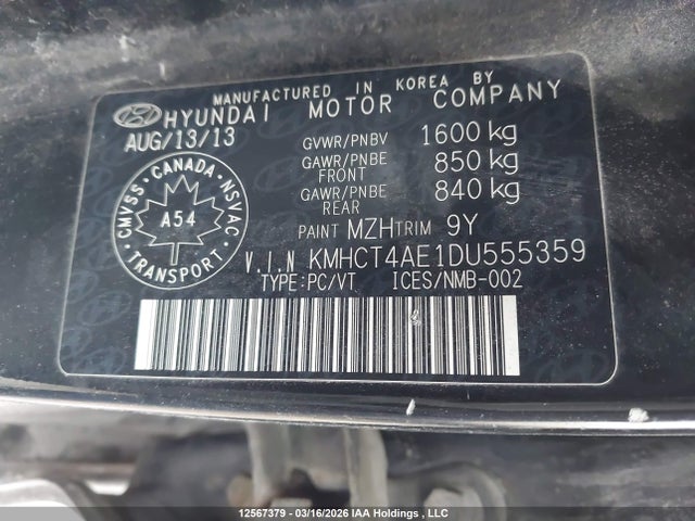 Продаж на аукціоні авто 2013 Hyundai Accent L, vin: KMHCT4AE1DU555359, номер лоту: 12567379