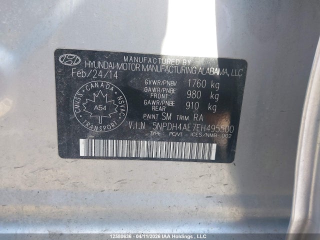 Продаж на аукціоні авто 2014 Hyundai Elantra, vin: 5NPDH4AE7EH495500, номер лоту: 12580636