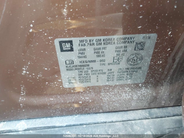 Aukcja sprzedaży 2017 Buick Encore Preferred, vin: KL4CJASB7HB060298, numer aukcji: 12546303