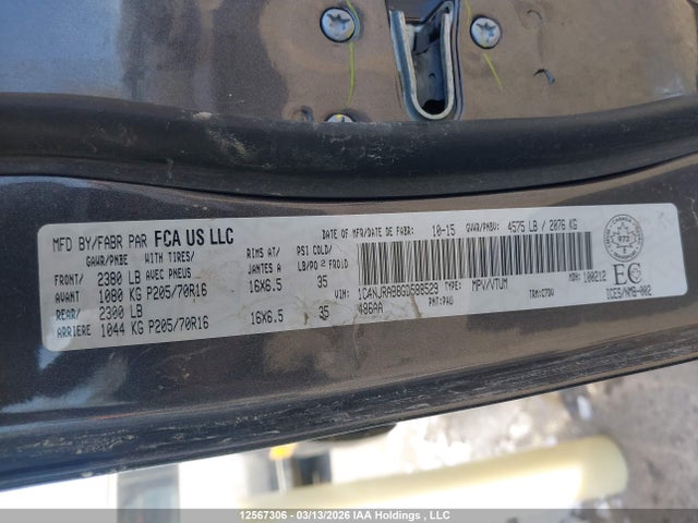 12567306 :رقم المزاد ، 1C4NJRAB8GD588529 vin ، 2016 Jeep Patriot Sport/north مزاد بيع
