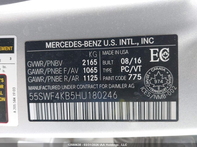 55SWF4KB5HU180246 Mercedes-Benz C 300 4matic