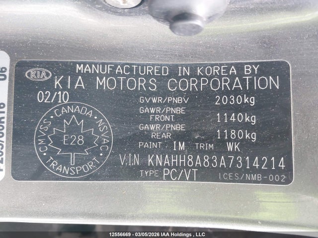 Продаж на аукціоні авто 2010 Kia Rondo Ex/ex-premium, vin: KNAHH8A83A7314214, номер лоту: 12556669