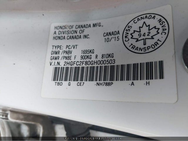 Honda CIVIC EX 2016 2HGFC2F80GH000503 Image 9
